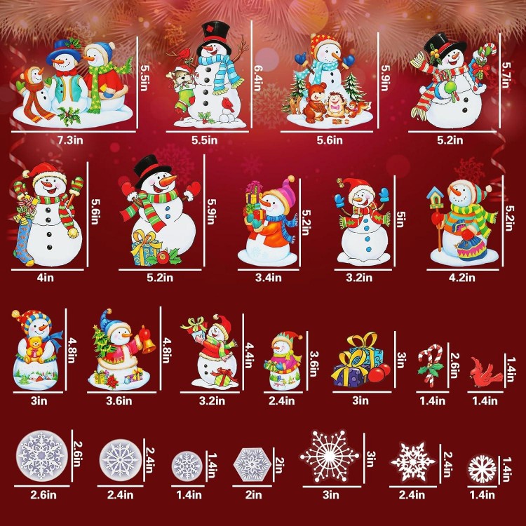 Christmas Window Clings for Glass Windows, Snowman Stickers