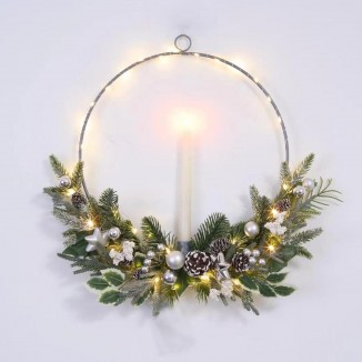 Christmas Lighted Wreath,prelit Christmas Hoop Wreath, Modern Decor