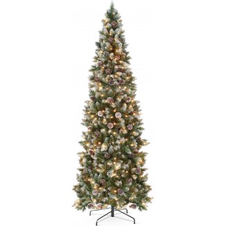 Best Choice Pre-lit Pencil Christmas Tree, Frosted Decoration