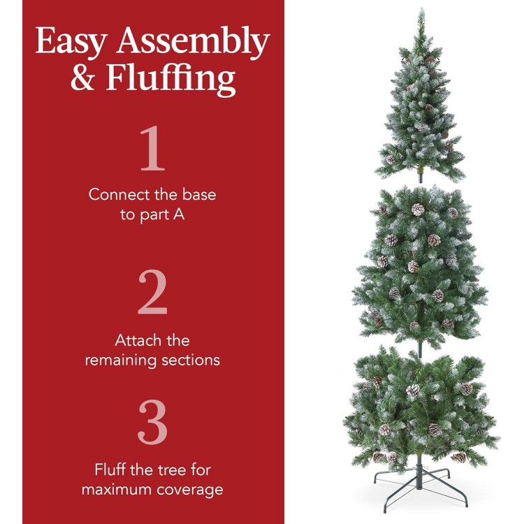 Best Choice Pre-lit Pencil Christmas Tree, Frosted Decoration