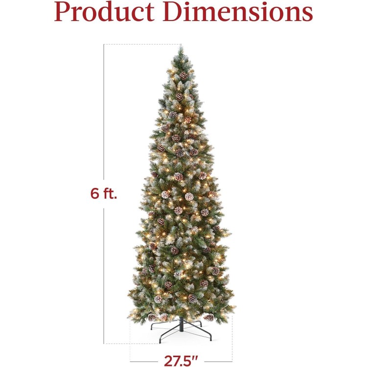 Best Choice Pre-lit Pencil Christmas Tree, Frosted Decoration