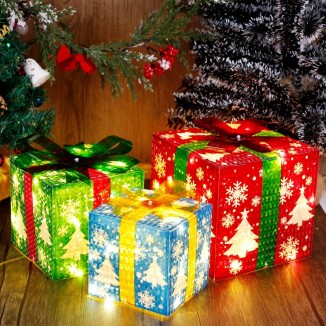 Lighted Gift Boxes Christmas Decorations,Christmas Home Gift Box