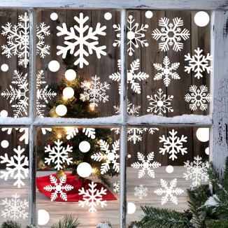 Christmas Window Clings for Glass Windows, Snowflake Decals Kids Holiday Decor