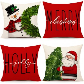 4TH Emotion Red Christmas Pillow Covers Christmas Decorations for Home Couch