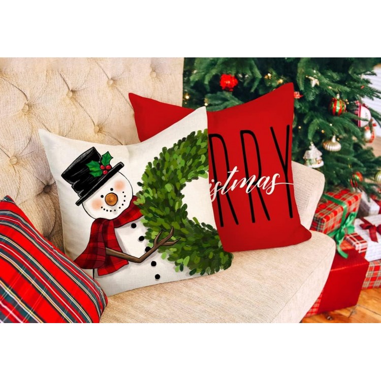 4TH Emotion Red Christmas Pillow Covers Christmas Decorations for Home Couch