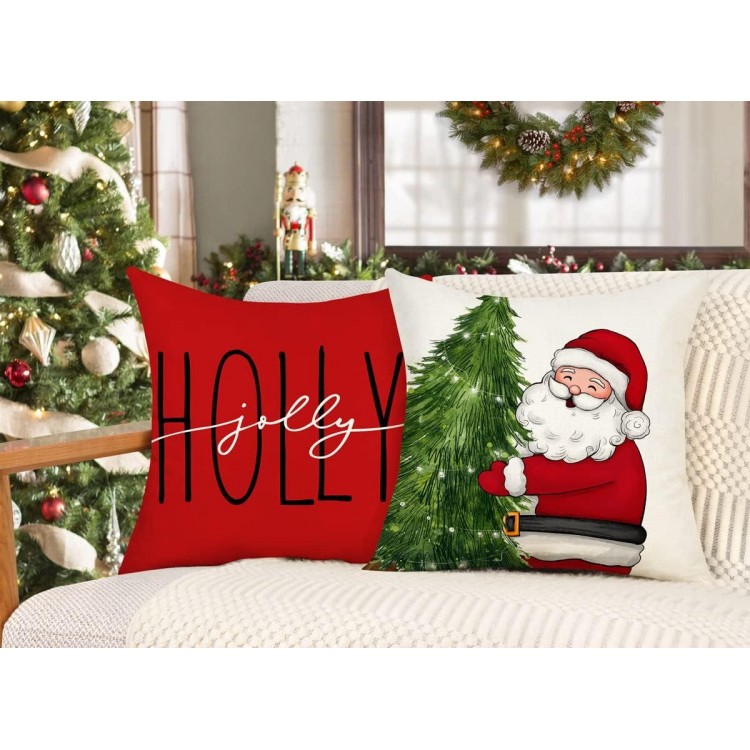 4TH Emotion Red Christmas Pillow Covers Christmas Decorations for Home Couch