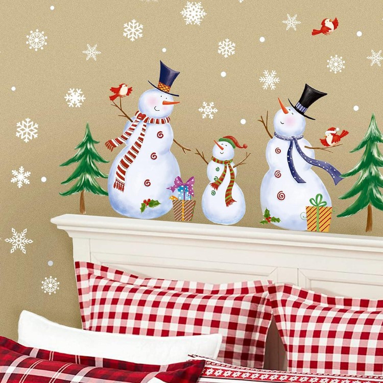 Christmas Windows Clings Snowflake Sticks Snowman Clings for Glass