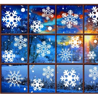 Snowflake Window Clings for Glass Windows Christmas Decorations, Reusable