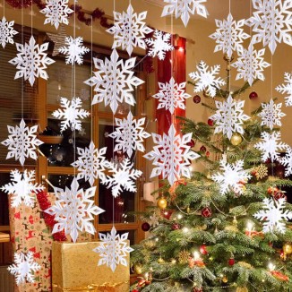 OuMuaMua Winter Christmas Hanging Snowflake Decorations