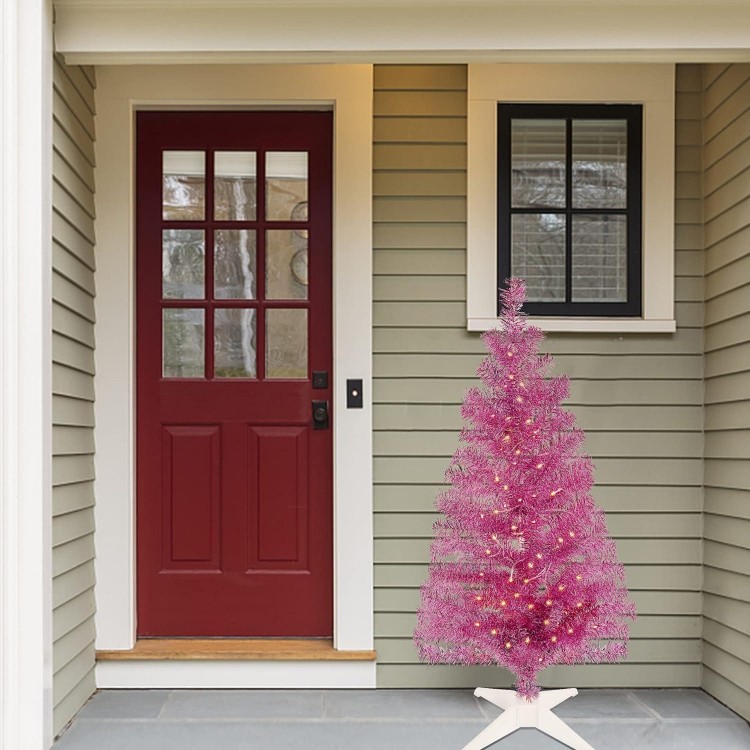Juegoal 4 FT Not Pre-lit Artificial Christmas Tree - Tinsel Pencil Pine