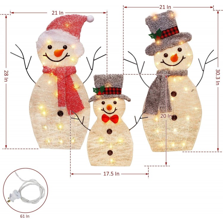 ATDAWN Outdoor Lighted Snowman Christmas Yard Decorations