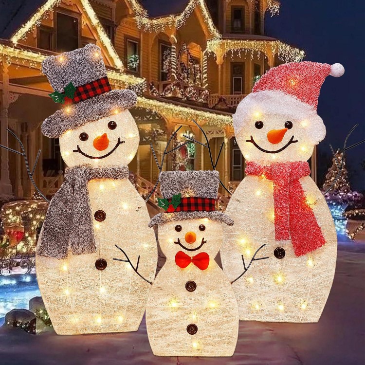 ATDAWN Outdoor Lighted Snowman Christmas Yard Decorations