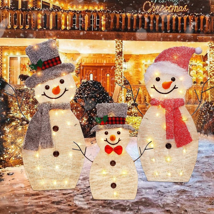 ATDAWN Outdoor Lighted Snowman Christmas Yard Decorations