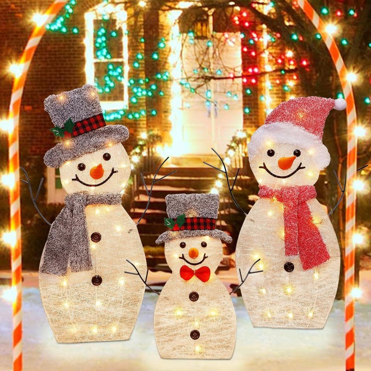 ATDAWN Outdoor Lighted Snowman Christmas Yard Decorations