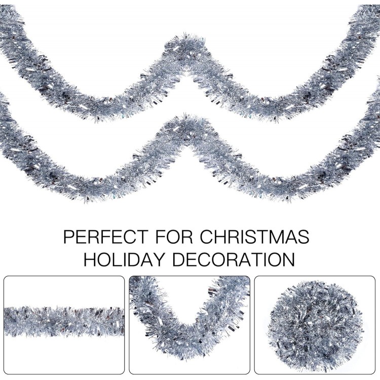 Sggvecsy 49.2Ft Christmas Tinsel Garland - Metallic Twist Hanging Decorations