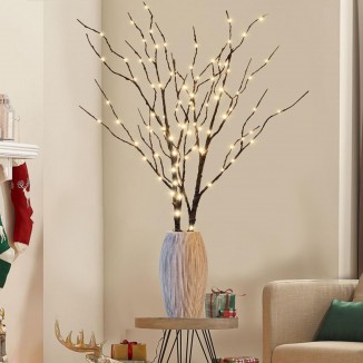 Lighted Christmas Tree Branches,Artificial Brown Twig Branch with Warm