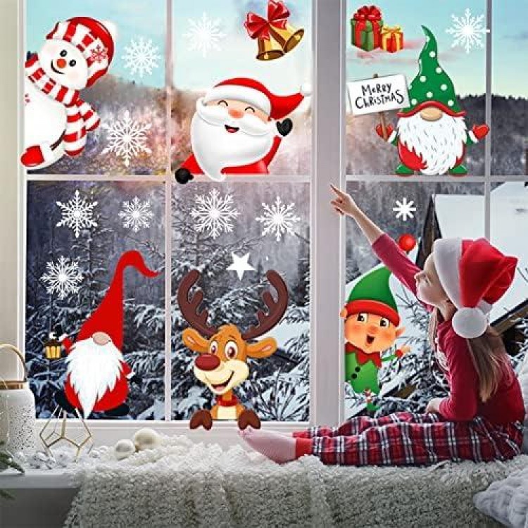 AREOK Christmas Window Clings for Glass Windows, Double-Sided