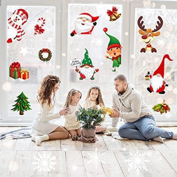 AREOK Christmas Window Clings for Glass Windows, Double-Sided