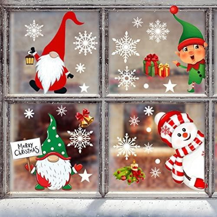 AREOK Christmas Window Clings for Glass Windows, Double-Sided