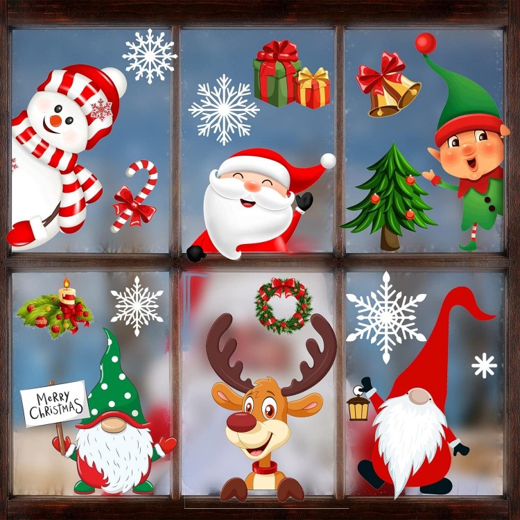 AREOK Christmas Window Clings for Glass Windows, Double-Sided