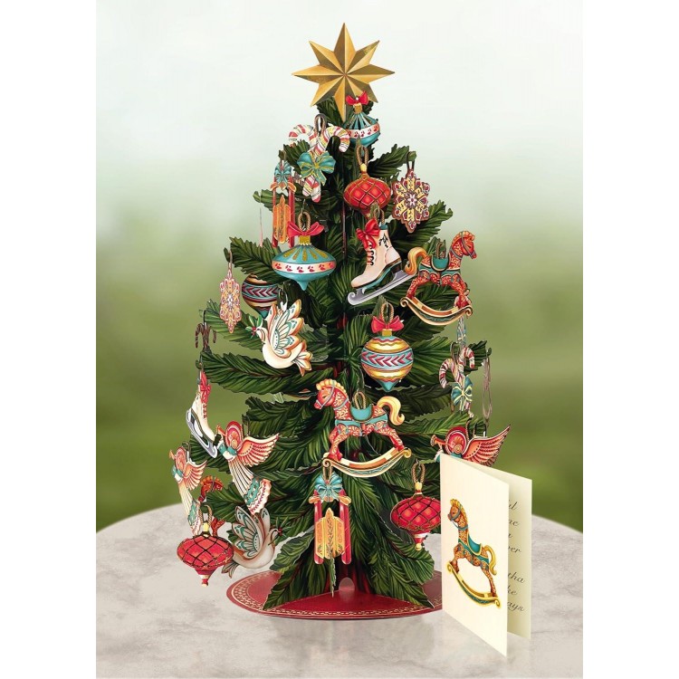 Freshcut Paper Pop Up Christmas Tree - Decoration with Removable Ornaments