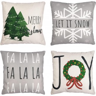 Christmas Pillow Covers 18x18 Set of 4 Winter Throw Pillow Covers
