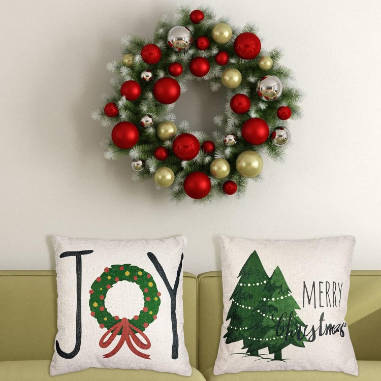 Christmas Pillow Covers 18x18 Set of 4 Winter Throw Pillow Covers