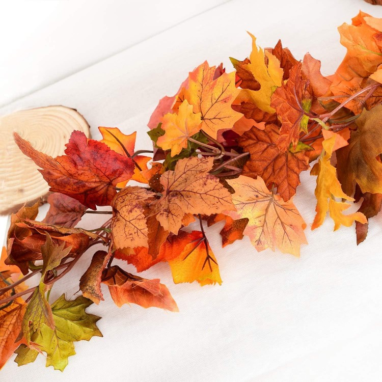 Artiflr 2 Pack Fall Garland Maple Leaf，Hanging Vine for Thanksgiving