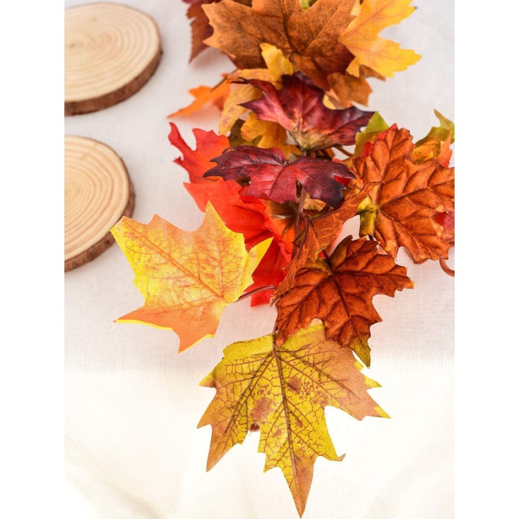 Artiflr 2 Pack Fall Garland Maple Leaf，Hanging Vine for Thanksgiving