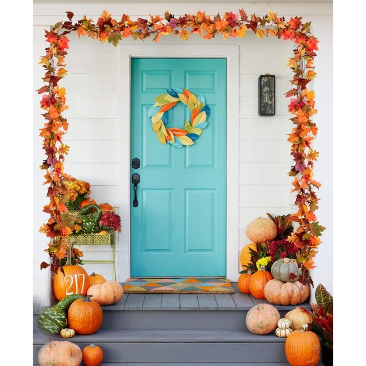 Artiflr 2 Pack Fall Garland Maple Leaf，Hanging Vine for Thanksgiving