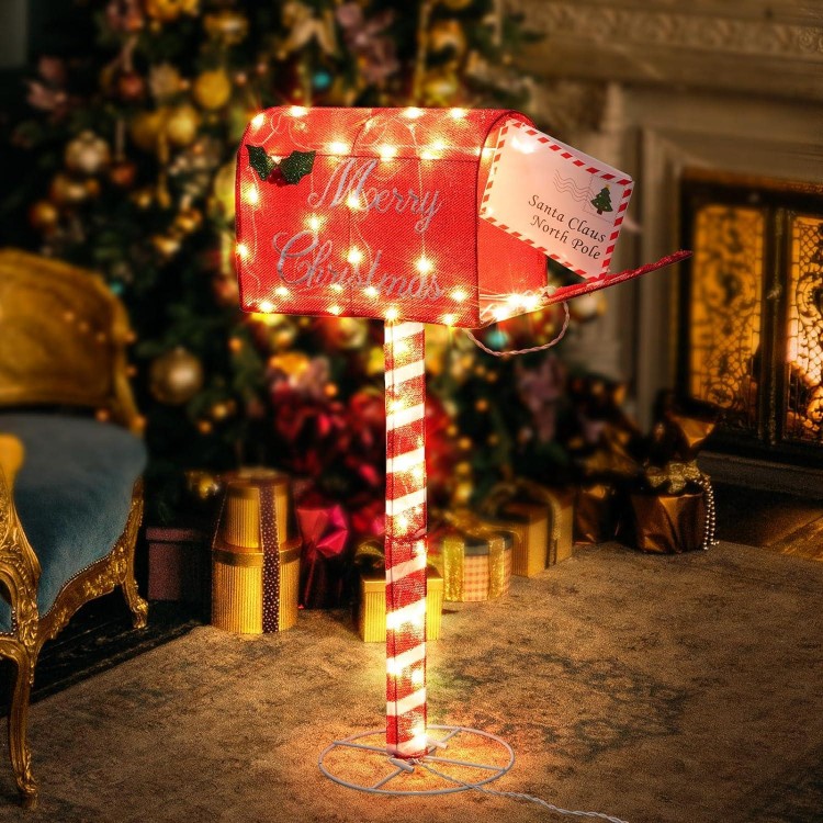 Christmas Yard Light Decorations, Lighted Santa’s Mailbox Yard Decor
