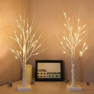 Lighted Birch Trees for Christmas Decorations - Pack with Timer