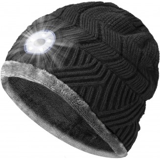 HIGHEVER LED Beanie Hat with Light - Men Women Flashlight Beanie with Headlamp Winter Cap