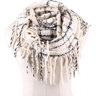 Chalier Womens Winter Plaid Infinity Scarf Warm Tassel Circle Loop Scarves & Knit Fall Scarfs for Women