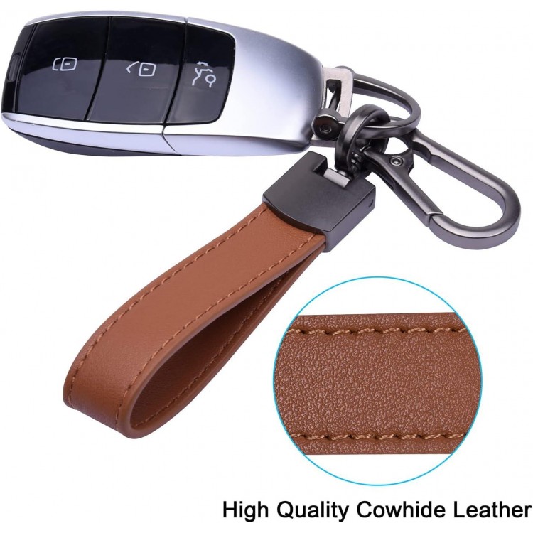 Wisdompro Genuine Leather Car Keychain, Universal Key Fob Keychain Leather Key Chain Holder