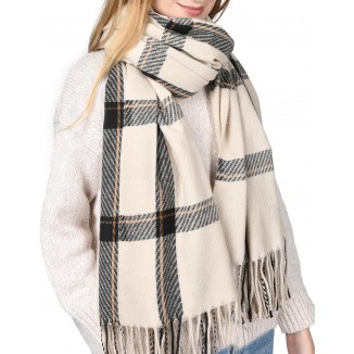 FURTALK Winter Scarf for Women Shawl Cashmere Feel Tassel Plaid