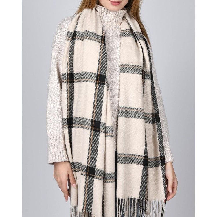 FURTALK Winter Scarf for Women Shawl Cashmere Feel Tassel Plaid