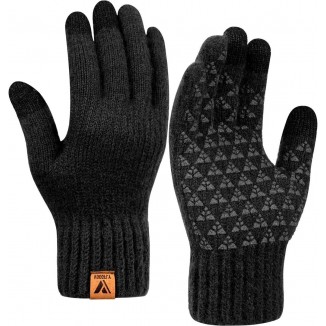 Vgogfly Winter Knit Gloves Warm Full Fingers Men Women with Upgraded Touch Screen - Anti-Slip Glove Fleece Lined