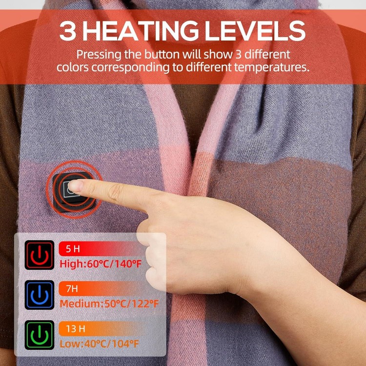 Heated Scarf with Rechargeable Battery Fashion Long Neck Scarfs