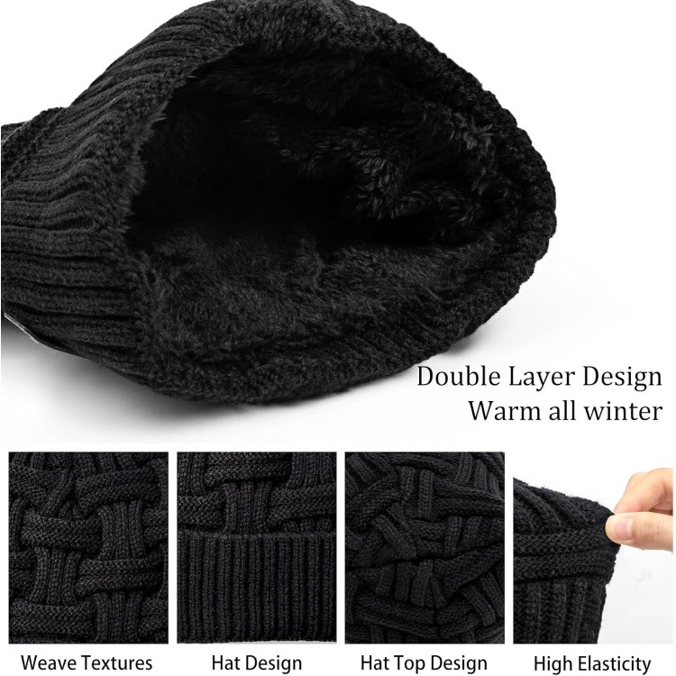 Loritta Winter Hat Warm Knitted Thick Baggy Slouchy Beanie Skull Cap Men Gifts