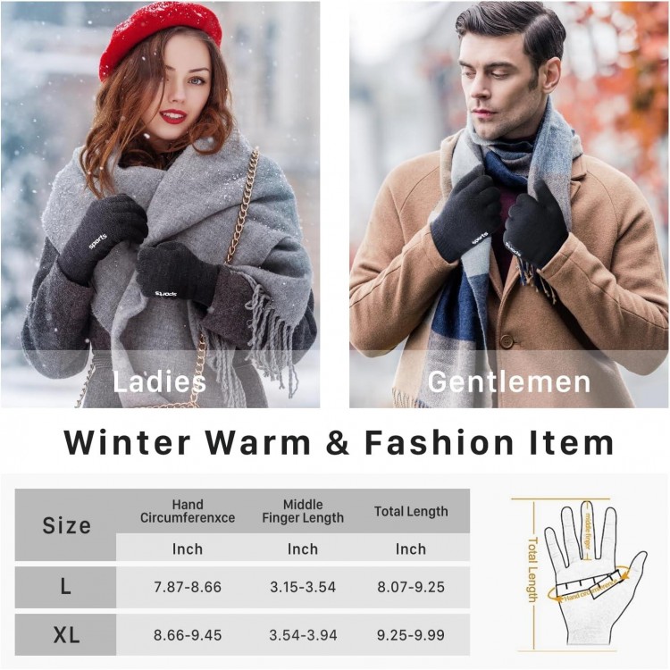 Trifabricy Winter Gloves for Men Women - Wool Fleece Liner Touchscreen Gloves, Thermal Warm Winter Gloves for Cold Weather