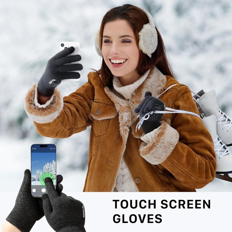Trifabricy Winter Gloves for Men Women - Wool Fleece Liner Touchscreen Gloves, Thermal Warm Winter Gloves for Cold Weather
