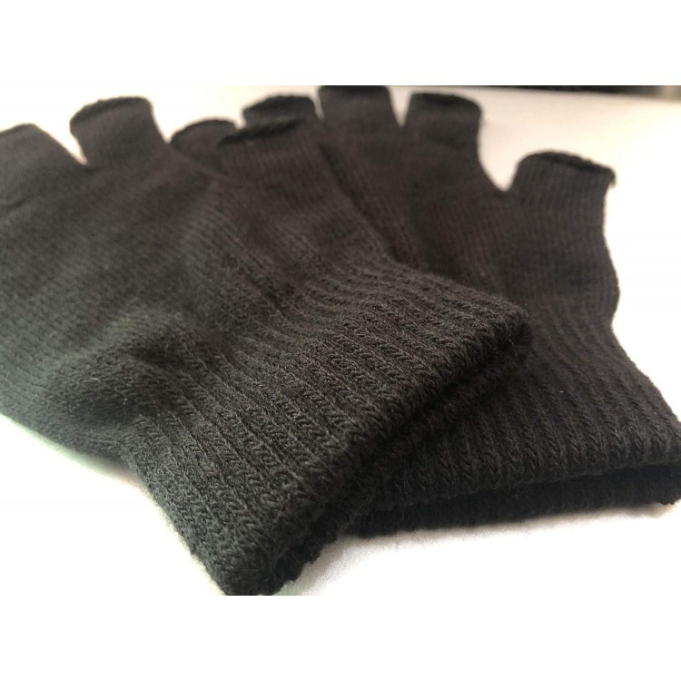 2 Pair Half Finger Gloves Winter Knit Touchscreen Warm Stretchy Mittens Fingerless Gloves in Common Size for Men and Women,black