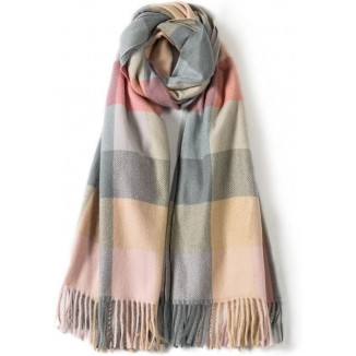 Villand Women's Wool Scarf - Cashmere Feel Winter Checked Scarves