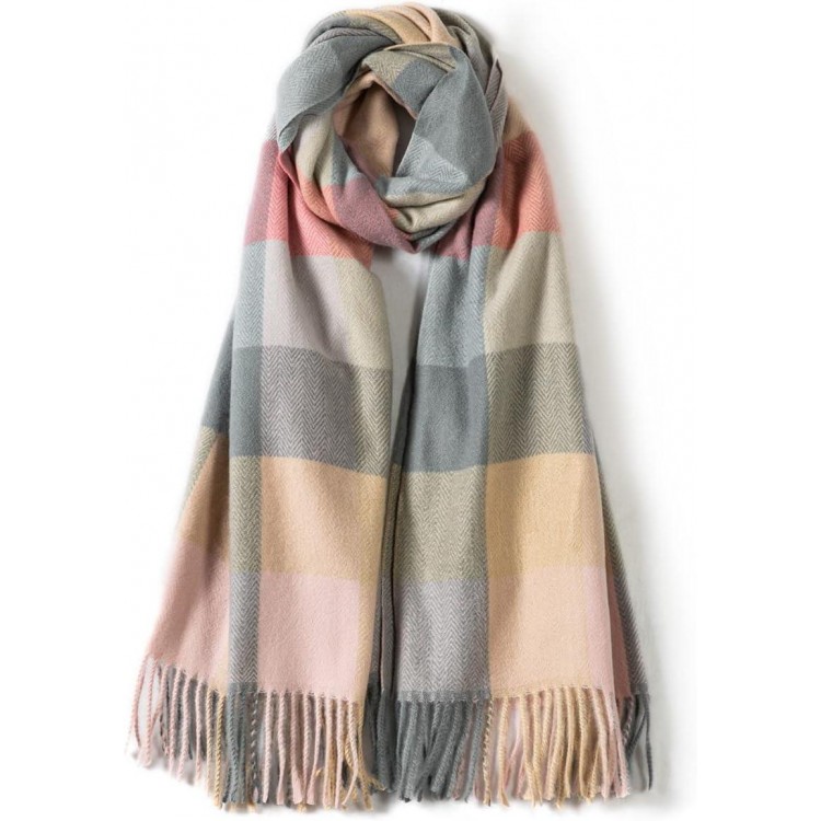 Villand Women's Wool Scarf - Cashmere Feel Winter Checked Scarves