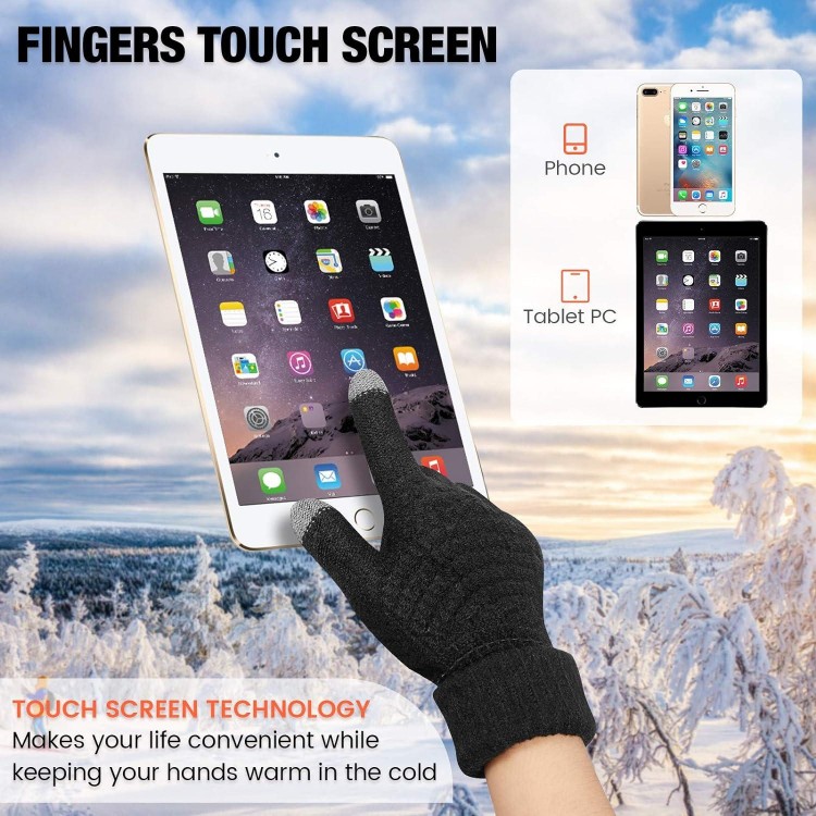 4 Pairs Women's Winter Touch Screen Gloves Warm Fleece Lined Knit Gloves Elastic Cuff Winter Texting Gloves