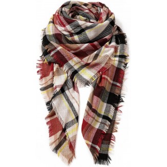 Ymomode Women's Fall Winter Scarf Scarves for Women Gifts Plaid Blanket Scarf Soft Chunky Large Blanket Wrap Shawl Scarves