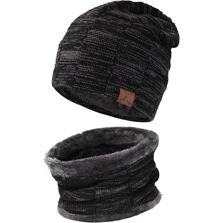 FZ FANTASTIC ZONE Mens Winter Beanie Hats Scarf Set Warm Knit Skull Caps Neck Warmer