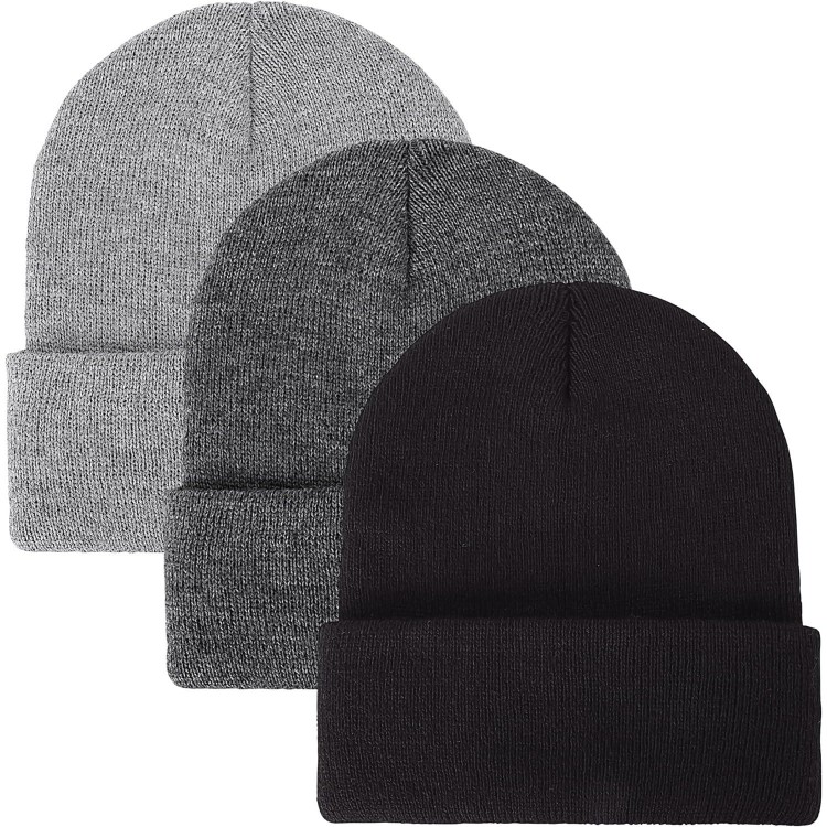 Glooarm 3 Pack Beanie Hats for Men Women Winter Warm Hats Acrylic Knit Cuffed Beanie Caps