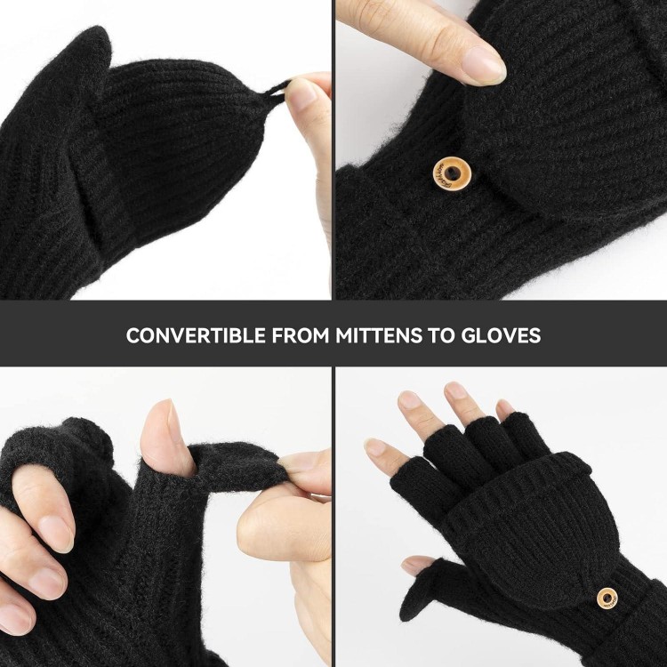 Cierto Winter Gloves for Women & Men | Convertible Fingerless Gloves for Cold Weather